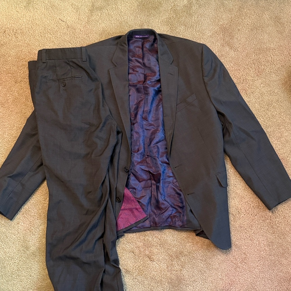 Ted Baker Charcoal Suit with Purple Lining